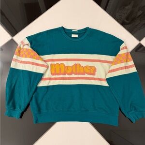 MOTHER Teal and Cream Graphic Sweatshirt